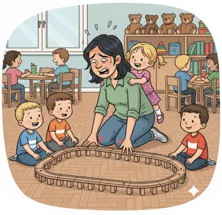 Erzieherin mit Schmerzen in beiden Knien