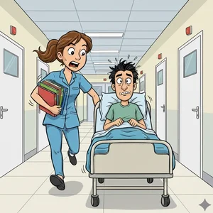 Krankenschwestern bzw. Krankenpfleger bei der Arbeit