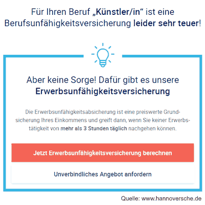 keine Berufsunfähigkeitsversicherung für Künstler